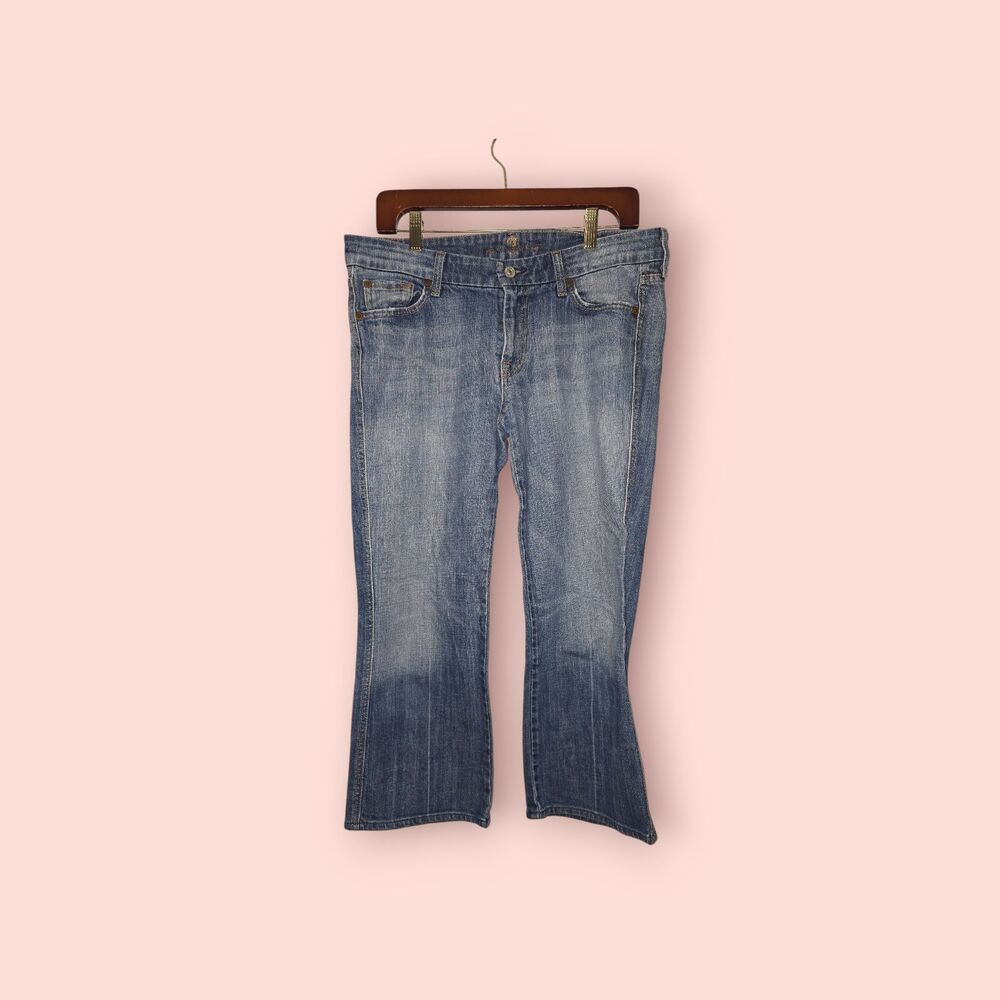 7 For All Mankind A Pocket Bootcut Jeans Blue Denim Stretch Size 31 2000s Y2K